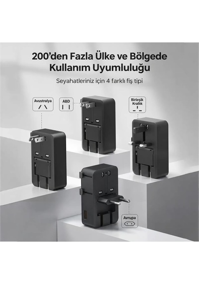 Fulltech Fc62 25w Gan Evrensel Seyahat Şarj Adaptörü - Çoklu Ülke Priz Dönüştürücü, 4'ü 1 Arada 1x Ac Priz, 2x Type-c, 1x Usb-a Siyah Fulltech Fc62 25w Gan Evrensel Seyahat Şarj Adaptörü - Çoklu Ülke Priz Dönüştürücü, 4'ü 1 Arada 1x Ac Priz, 2x Type-c, 1x Usb-a Siyah