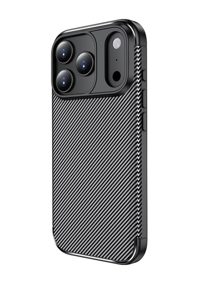 Apple Uyumlu iPhone 17 Pro Kılıf Karbon Silikon Case Kapak Siyah