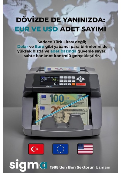 Sigma Sc7520 Sahte Kontrollü 2025 Model Tl Karışık Sayım Para Sayma Makinesi - Müşteri Ekranı H