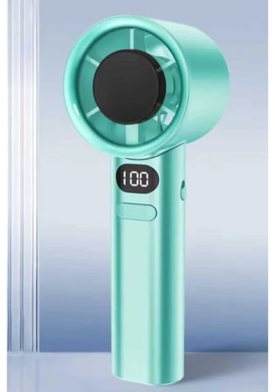 Şarjlı Turbo El Fanı Taşınabilir Mini Vantilatör Lcd Göstergeli 5 Kademe Hız Ayarı