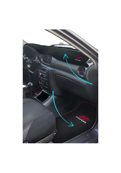 Hyundai Accent Yumurta Kasa Nakışlı 5 Parça Siyah Araç Oto Halı Paspas Torpido Koruma Halısı