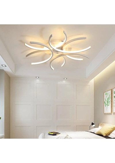 Levora Beyaz Renk Modern Tasarım - Oturma Odası - Salon - Mutfak - Yatak Odası Beyaz Led Avize Beyaz