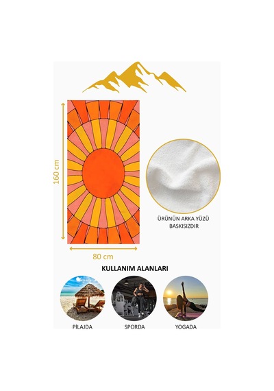 Dijital Baskı Plaj Deniz Havlusu 80 X 160 Cm Peştamal Hvl0264 Renkli