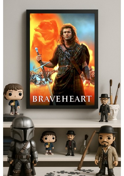 Braveheart Cesur Yürek Siyah Ahşap Çerçeveli Poster, Dekoratif Dizi Duvar Tablosu