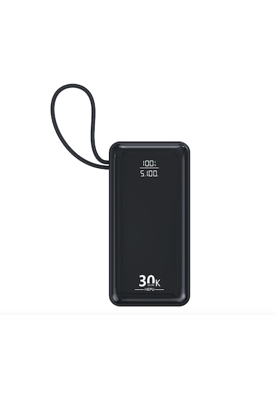 Hepu Hp-253 30.000 Mah Süper Kapasiteli 22.5w Pd Hızlı Şarjlı Powerbank 3 Kablolu Led Siyah