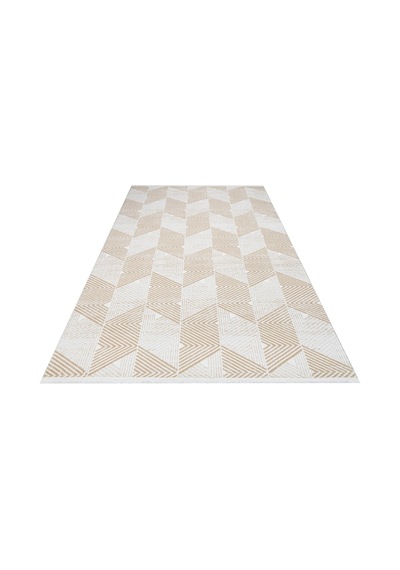Bespoky Phoenix Geometrik Modern Salon Halısı Makine Dokuma Krem