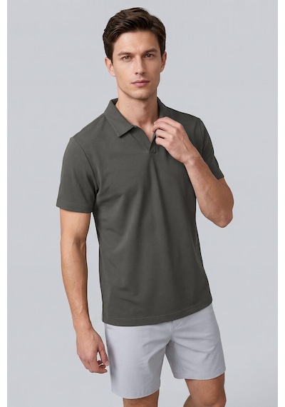Haki Rahat Form Yumuşak Dokulu Polo Yaka Erkek T-shirt - 88496