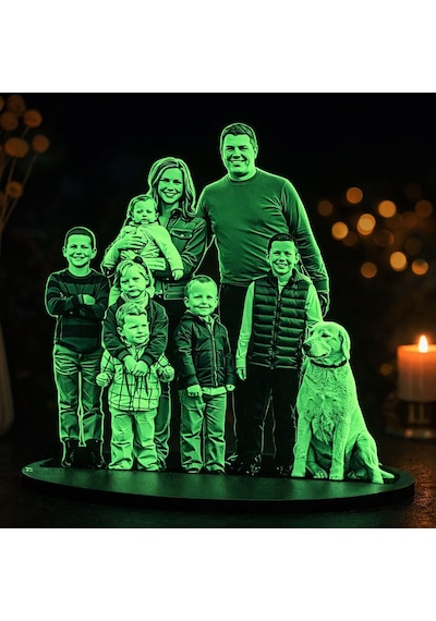Bk Gift Kişiye Özel Gece Parlayan Fosforlu Tam Boy Aile Karikatürlü Ahşap Biblo Ev Hediyesi, Dekoratif Aile Hediyesi Kobitmeyencom36525 Bk Gift
