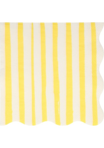 Meri Meri - Yellow Stripe Napkins - Sarı Çizgili Peçete - L- 16'lı
