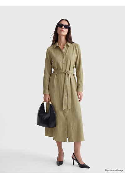 Lcw Everyday Yeşil Oversize Gofre Kadın Gömlek Tunik