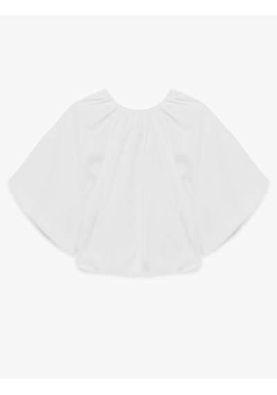 Koton Pamuklu Poplin Kumaş Önden Bağlamalı Kısa Kollu Balon Fit Oversize Crop Bluz Beyaz 6sak60440uw Koton Pamuklu Poplin Kumaş Önden Bağlamalı Kısa Kollu Balon Fit Oversize Crop Bluz Beyaz 6sak60440uw