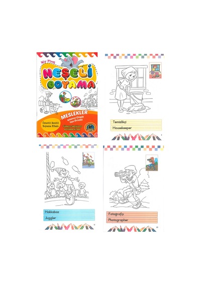 4e Neşeli Boyama Kitabı Renkli Türkçe-ingilizce Meslekler