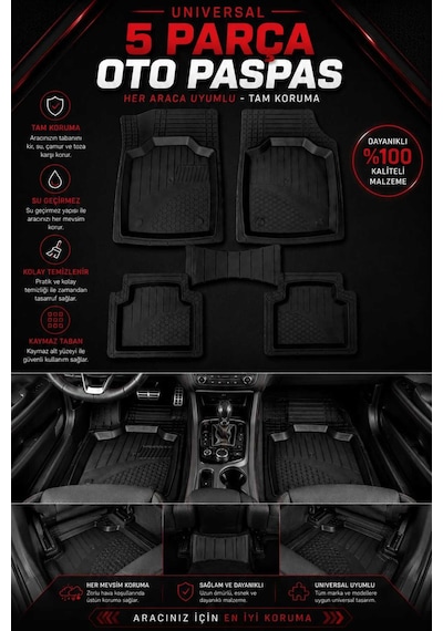 Skoda Octavia 2004-2012 Universal Havuzlu Paspas Takımı Kırmızı