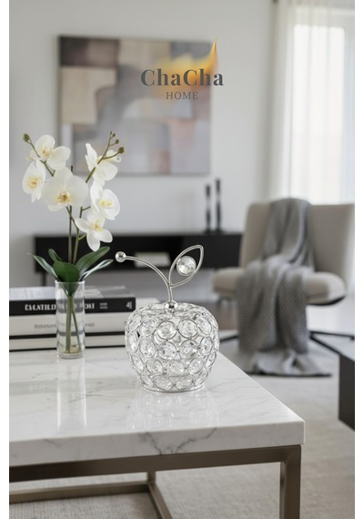 Chacha Home Kristal Taşlı Elma Dekoratif Obje Salon Ve Konsol Aksesuarı