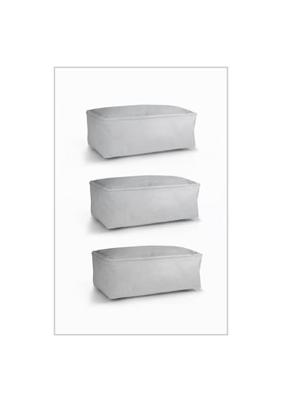 Vedsey 3'lü Set & 50x25x20 Cm Boy Baza Altı Gri Hurç & Dolap İçi - Sandık İçi Düzenleyici Gri