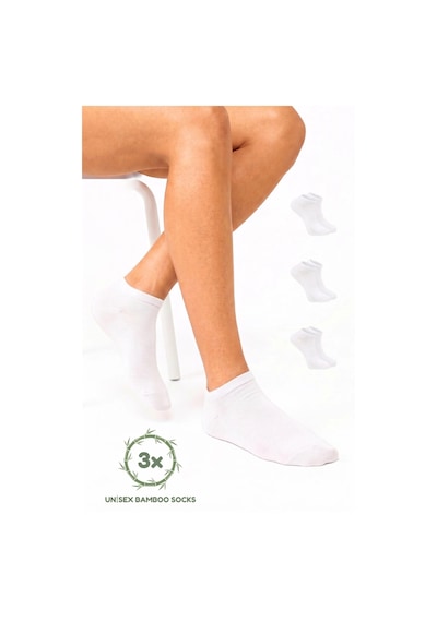 Saysez Sezline Bambu Patik Düz Basic Unisex Çorap Ekonomik 3'lü Paket Beyaz