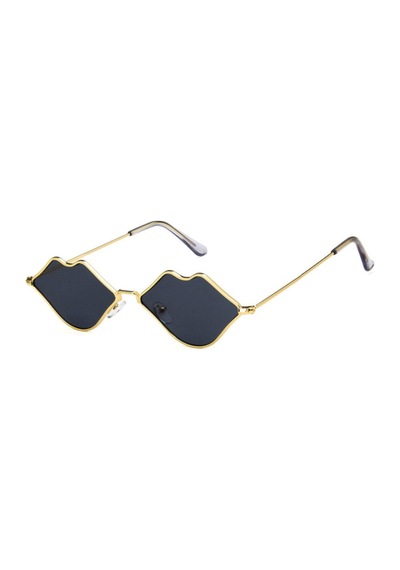 Siyah Dudak Gözlük Vintage & Retro Lip Shape Sun Glasses