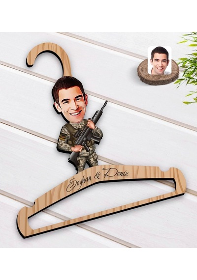 Kişiye Özel Uzman Jandarma Karikatürlü Standart Boy Ahşap Elbise