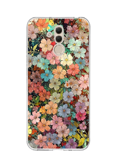 Huawei Mate 20 Lite Uyumlu Vintage Botanik Çiçek Bahçesi Baskılı Silikon Kılıf
