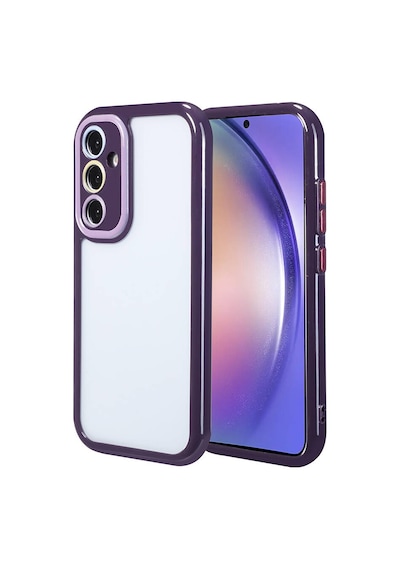 Zore Samsung Galaxy Uyumlu A54 Kılıf Kamera Korumalı Renkli Kenar Ve Çerçeve Tasarımlı Nvth Vitamin Kapak-derin Mor