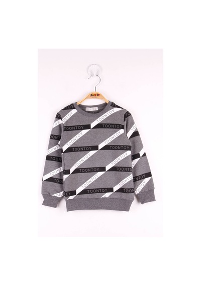 Toontoy Kids Toontoy Erkek Çocuk Toontoy Şeritli Sweatshirt Antrasit Melanj
