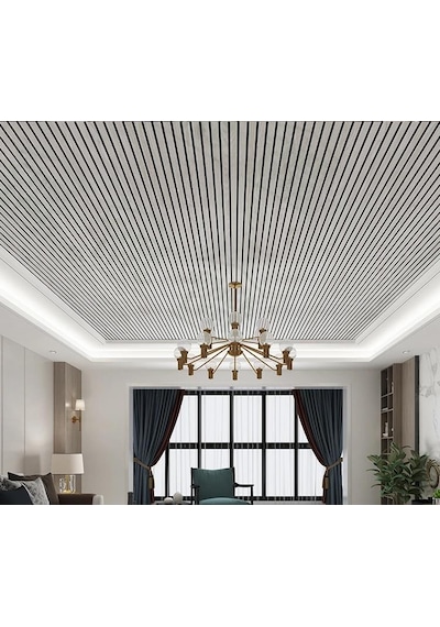 60cm X 280cm 1 Adet Kendinden Yapışkanlı Açık Gri Lambiri Desenli Duvar Paneli Kağıdı Yg006