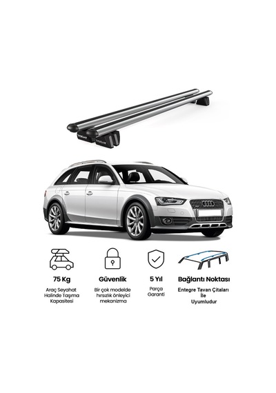Pençe Audi A4 Allroad 2009-2016 Uyumlu Gri Ara Atkı Port Bagaj Tavan Barı