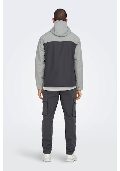 Only & Sons Erkek Onsmack Su Geçirmez Kapüşonlu Ceket 22024207 Gr Gri