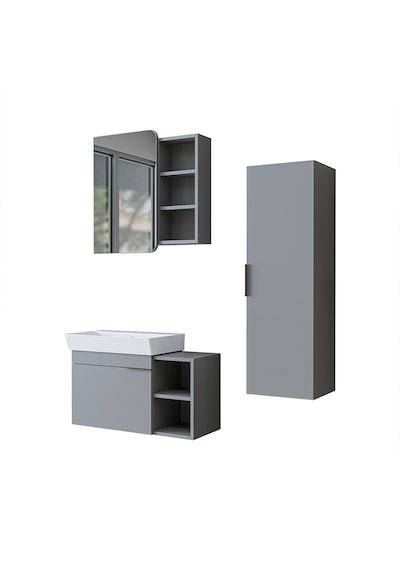 Likya Kapaklı Açık Raflı Mdflam Lavabolu 82 Cm Banyo Alt Dolabı +banyo Üst Dolabı + Banyo Boy Dolabı Külgri Kül Gri Likya Kapaklı Açık Raflı Mdflam Lavabolu 82 Cm Banyo Alt Dolabı +banyo Üst Dolabı + Banyo Boy Dolabı Külgri Kül Gri