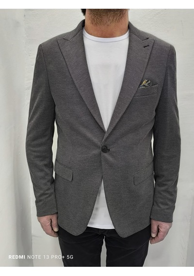 Duayen Dmctekstil Erkek Siyah Desenli İtalyan Kesim Dar Kalıp Tek Düğme Blazer Ceket