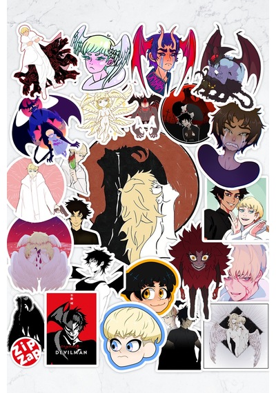 Devilman Crybaby Anime Telefon Laptop Bullet Journal Sticker Paketi 25 Adet Çok Renkli