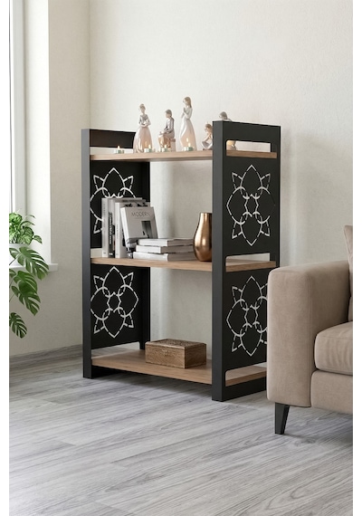 85 Cm 3 Katlı Endüstriyel Kitaplık, Konsol, Çiçeklik, Çok Amaçlı Raf 2810 Ayaklı