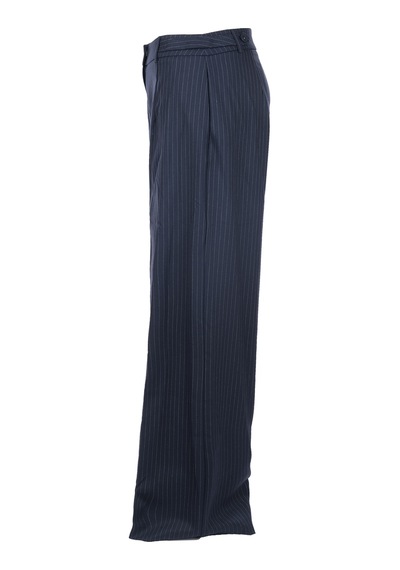 Unique Mode Minimalist Oversize Çizgili Kadın Pantolon - Yüksek Bel Geniş Paça Lacivert Unique Mode Minimalist Oversize Çizgili Kadın Pantolon - Yüksek Bel Geniş Paça Lacivert