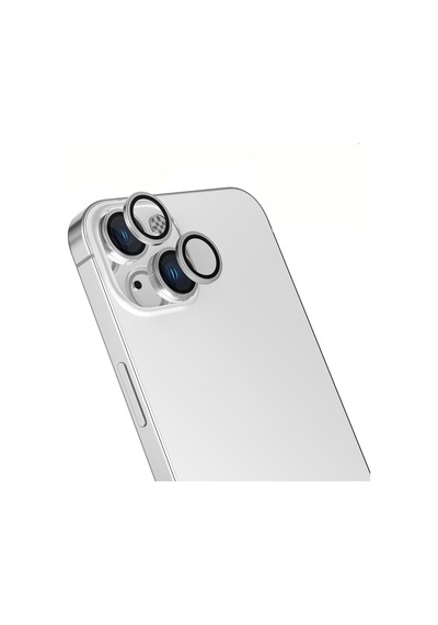 İphone 14 Uyumlu Mikro Kamera Lens Koruyucu - Gümüş - T38353