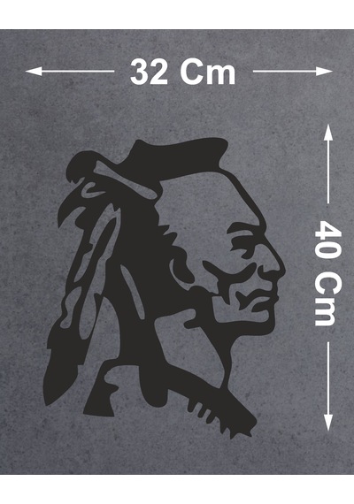 Savaşçı Son Mohikan Kızılderili Sticker - Kızıl Derili Yerli Sticker - Oto Araba Motosiklet Kask Sticker - 00219 40x32 Cm