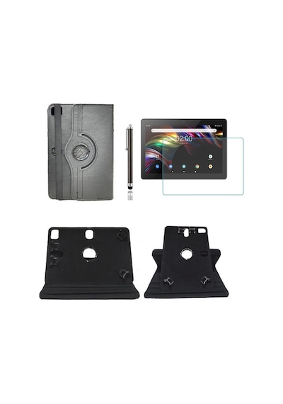V Tab Z2 Lte Tablet Kılıfı Kamera Yeri Uyumlu Unıversal Standlı Kılıf + Kırılmaz Cam + Kalem Arka Kapak
