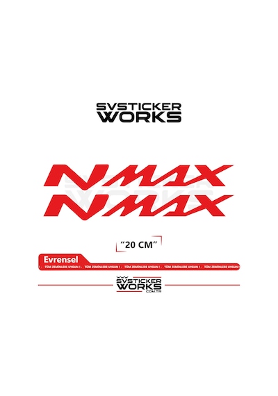 Yamaha Nmax Uyumlu Yazı Sticker Yüksek Kalite Özel Kesim Folyo 2'li Set Kırmızı