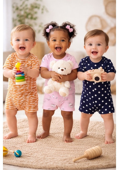 Hellobaby 3 Lü Tulum Set Yeşil lila