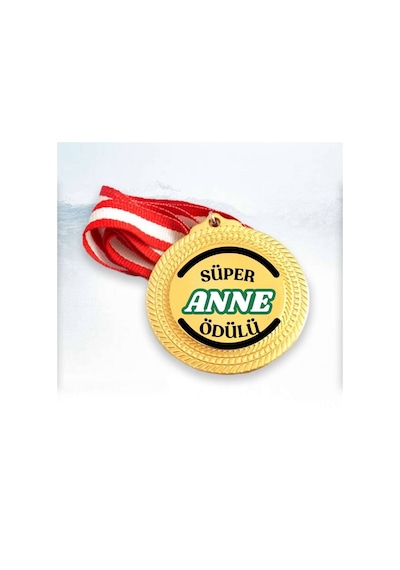 Süper Anne Ödülü Altın Rengi Madalya - Anneler Gününe Özel Madalyon Sarı