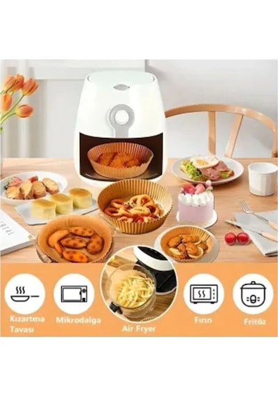 Her Modele Uyumlu 50 Adet Airfryer Pişirme Kağıdı Hijyenik Yağlı Kağıt Airfryer Hava Fritözü