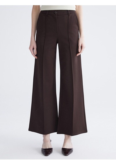 Lcwaıkıkı Classic Kahverengi Standart Fit Geniş Paça Kadın Pantolon