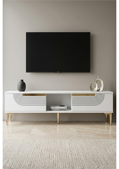 Tsa1508bg Meyra Tv Sehpası Beyaz-gold 150cm Beyaz - Altın