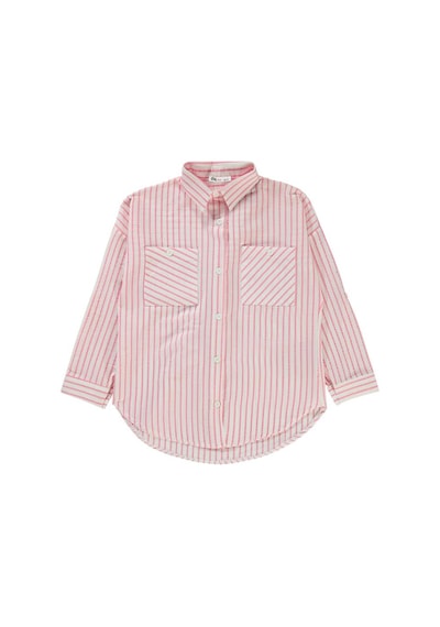 Civil Girls Çizgili 6-9 Yaş Gömlek - Pembe 9-10 Yaş Pembe