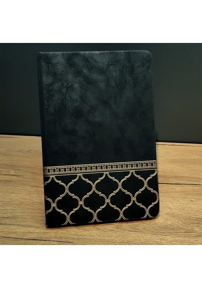 Özel Üretim Günlük Defteri Okul Gereci Masaüstü Aksesuarı Gold İşlemeli Siyah Deri Defter Çok Renkli