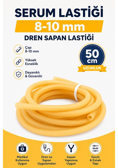 50 Cm Serum Lastiği 8-10 Mm Dren Lastiği Sapan Lastiği Esnek Doğal Lateks