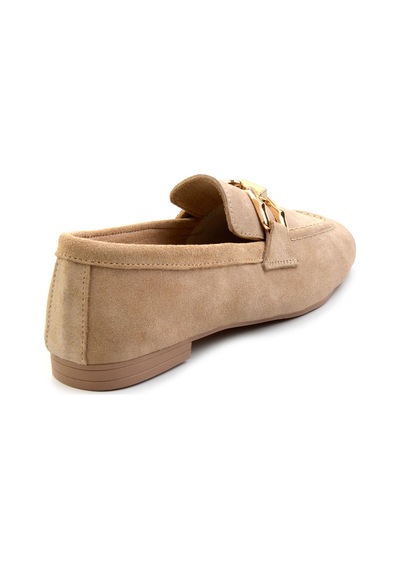 Bambi Vizon Hakiki Deri Kadın Loafer Ayakkabı K01763071002 Vizon