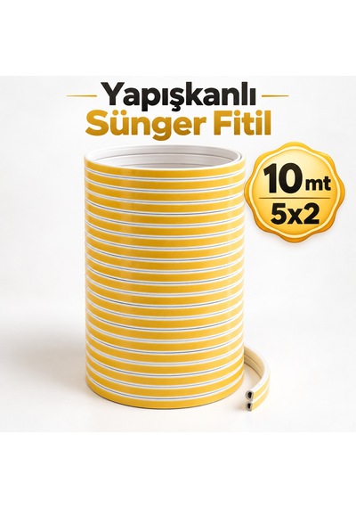 Yapışkanlı 5x2 10 Metre Beyaz Kapı Pencere Bandı Fitili Soğuk Izolasyon Kauçuk Bantları