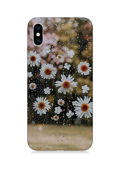 Apple Uyumlu iPhone Xs Max Yağmur Ve Papatyalar Desenli Silikon Kılıf