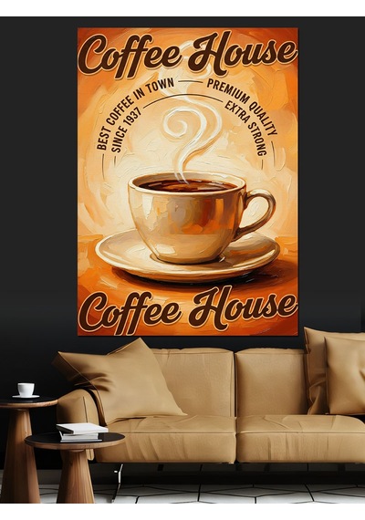 "coffee House" Retro Posteri Dekoratif Kanvas - Mdf Ahşap Tablo