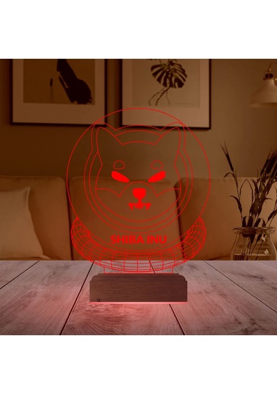 Luvivia Crypto Shiba Inu Coin Kripto Finans 3d Lamba - Masa Gece Lambası V2 Şeffaf